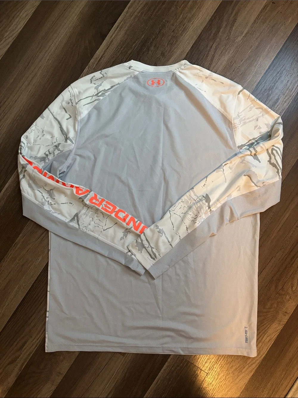 Under Armour White Long Sleeve Performance Shirt Orange Accents